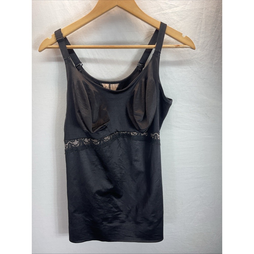 Ruby Ribbon Cami Shapewear Sz 48 Black Lace Full Support Style‎ 3024 EUC